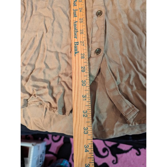 New Look tan button down L dress adjustable 3/4 to long sleeve - Picture 6 of 11